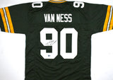 Lukas Van Ness Autographed Green Pro Style Jersey - Beckett W Hologram *Black