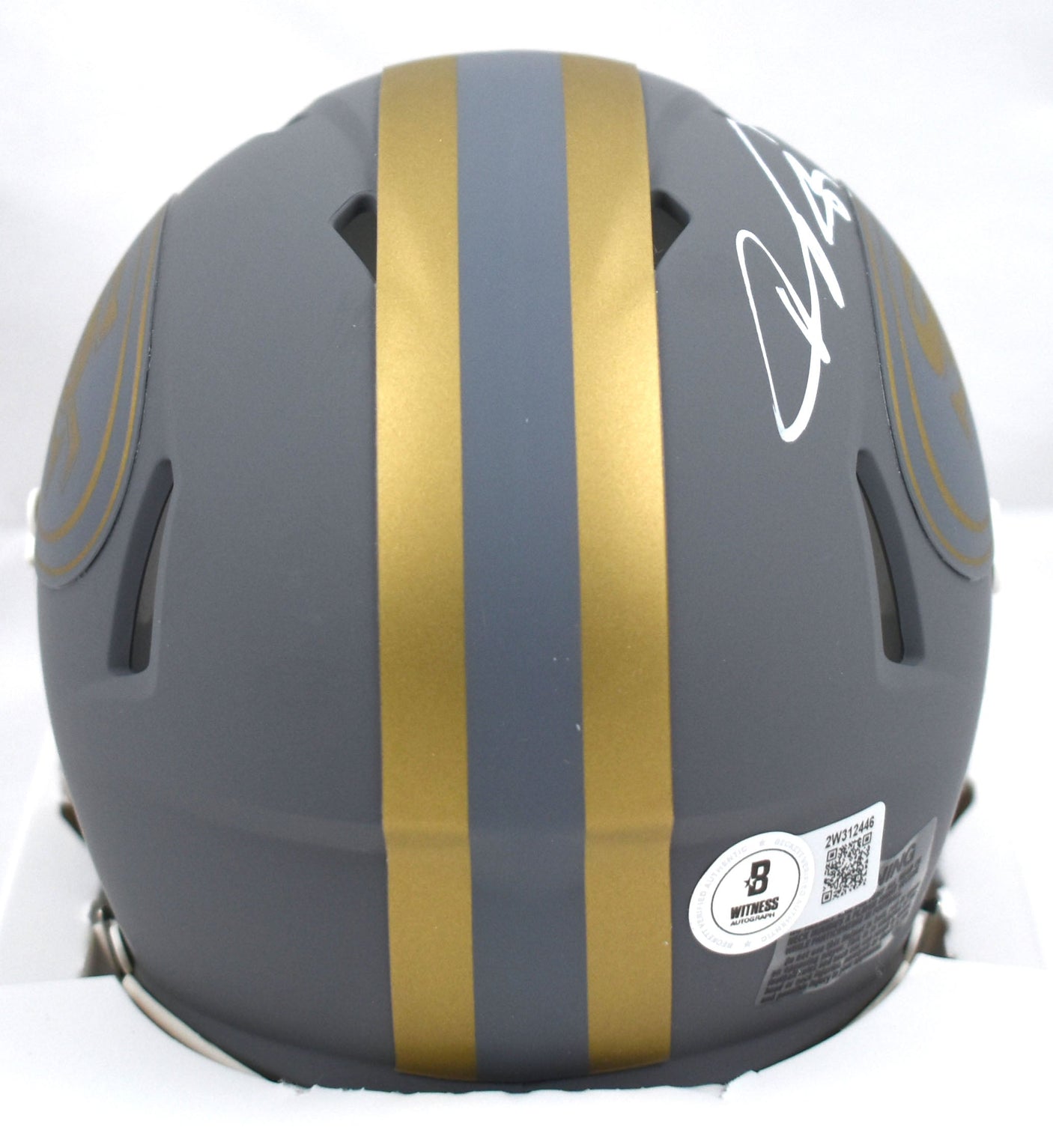 Vernon Davis Autographed 49ers Slate Speed Mini Helmet - Beckett W Hologram