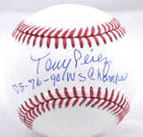 Tony Perez Autographed Rawlings OML Baseball w/3X WS CHAMPS - Beckett W Hologram