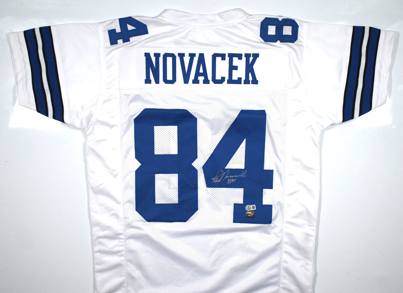 Jay Novacek Autographed White Pro Style Jersey - Beckett W Hologram *Silver