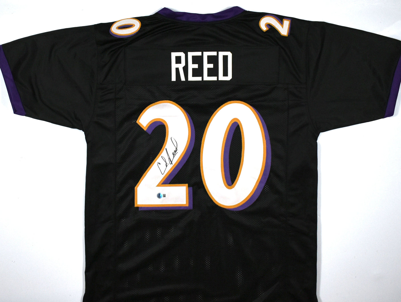 Ed Reed Autographed Black Pro Style Jersey - Beckett W Hologram *Black