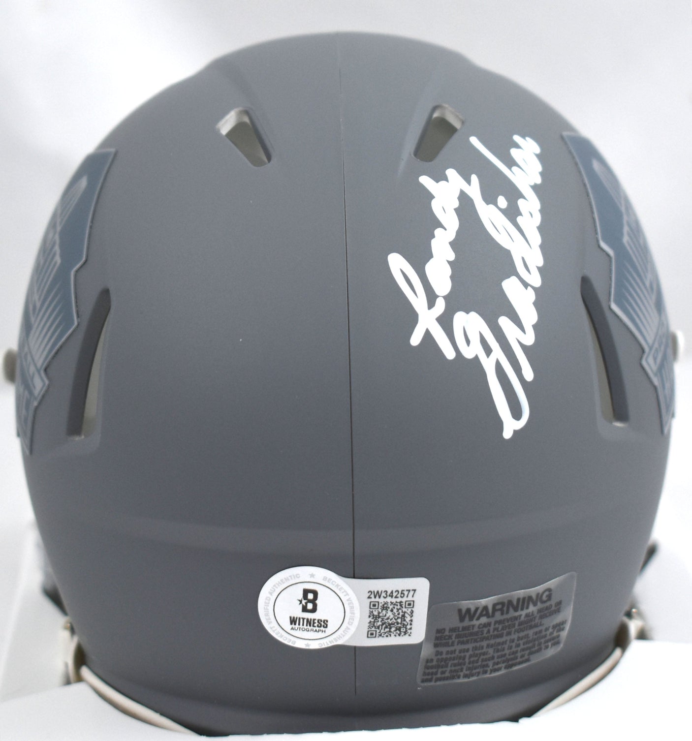 Randy Gradishar Signed Broncos Slate Speed Mini Helmet w/ HOF - Beckett W Holo