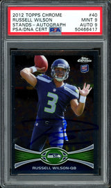 Russell Wilson Autographed 2012 Topps Chrome Rookie Card #40 Seattle Seahawks Auto Grade 9 Card Grade Mint 9 PSA/DNA #50466417