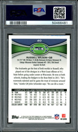 Russell Wilson Autographed 2012 Topps Chrome Rookie Card #40 Seattle Seahawks Auto Grade 9 PSA/DNA #50466481