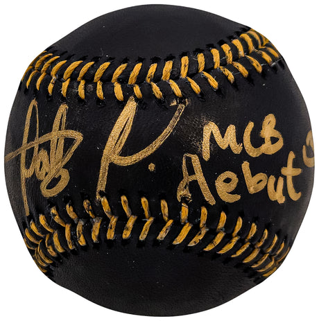 Fernando Tatis Jr. Autographed Official Black MLB Baseball San Diego Padres In Gold "MLB Debut 3/28/2019" JSA Stock #202007