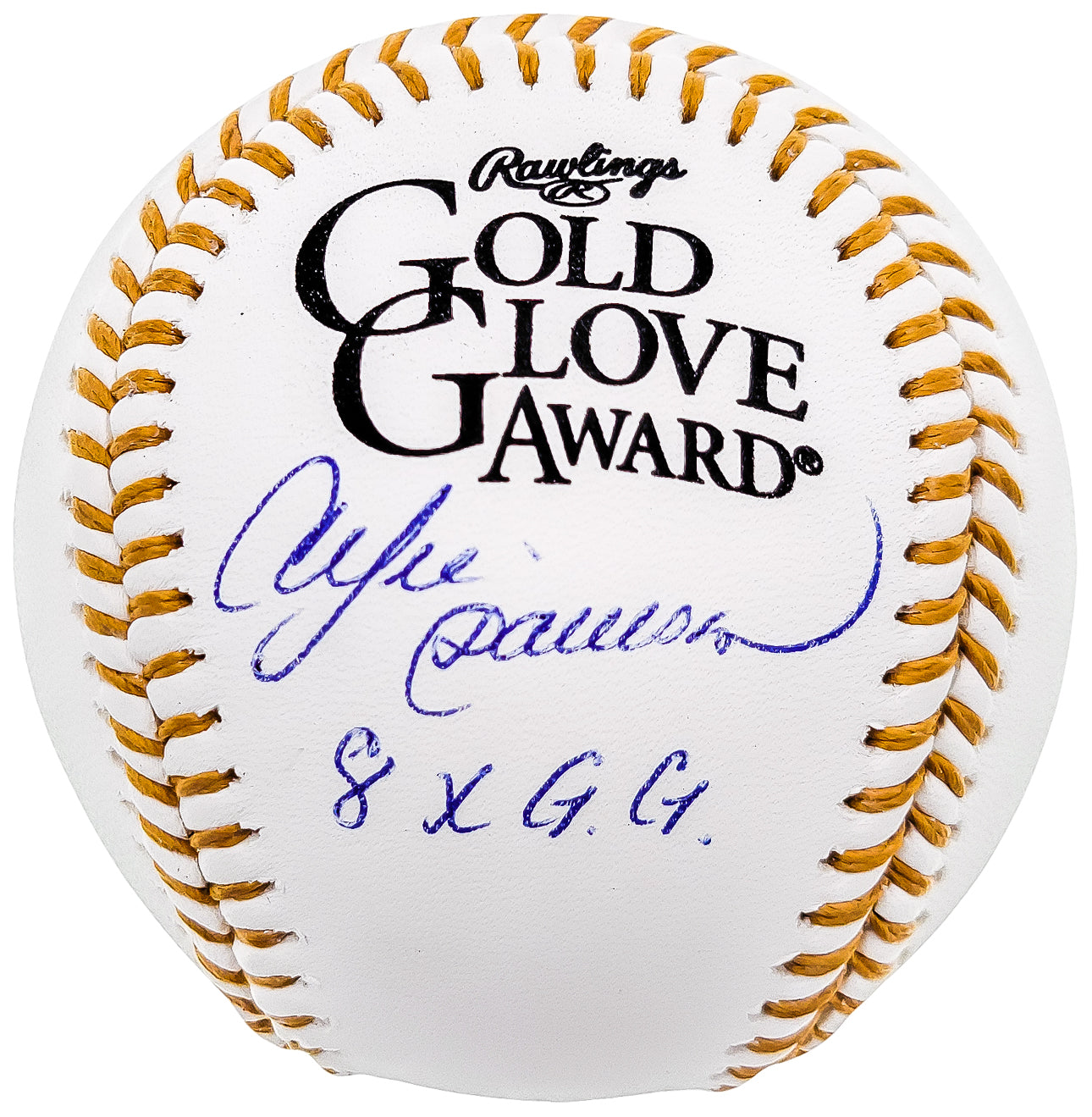 Andre Dawson Autographed Official MLB Gold Glove Logo Baseball Montreal Expos "8x GG" Beckett BAS QR Stock #202053