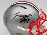 TreVeyon Henderson Autographed Ohio State Buckeyes Flash Silver Speed Mini Helmet Beckett BAS QR Stock #202074