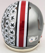 TreVeyon Henderson Autographed Ohio State Buckeyes Flash Silver Speed Mini Helmet Beckett BAS QR Stock #202074