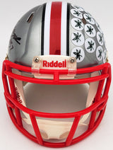 TreVeyon Henderson Autographed Ohio State Buckeyes Flash Silver Speed Mini Helmet Beckett BAS QR Stock #202074
