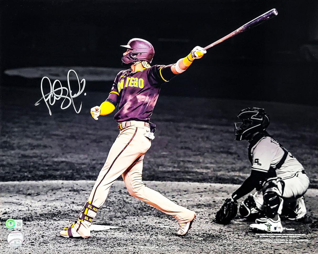 Fernando Tatis Jr. Autographed 16x20 Photo San Diego Padres Spotlight In Silver Beckett BAS QR Stock #202104
