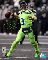 Russell Wilson Autographed Framed 8x10 Photo Seattle Seahawks Action Green Color Rush RW Holo Stock #202117