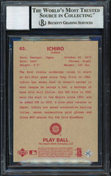 Ichiro Suzuki Autographed 2003 Upper Deck Play Ball Card #63 Seattle Mariners Auto Grade 10 Beckett BAS Stock #189829