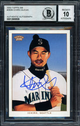 Ichiro Suzuki Autographed 2002 Topps 206 Card #360 Seattle Mariners Auto Grade 10 Beckett BAS Stock #189835