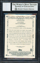 Ichiro Suzuki Autographed 2011 Topps Allen & Ginter Highlight Sketches Card #BHS-25 Seattle Mariners Auto Grade 10 Beckett BAS #12669847