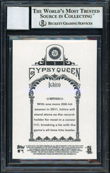 Ichiro Suzuki Autographed 2011 Topps Gypsy Queen Card #1 Seattle Mariners Auto Grade 10 Beckett BAS #12669856