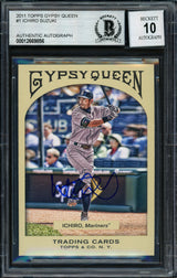 Ichiro Suzuki Autographed 2011 Topps Gypsy Queen Card #1 Seattle Mariners Auto Grade 10 Beckett BAS #12669856