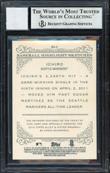 Ichiro Suzuki Autographed 2012 Topps Allen & Ginter Highlight Sketches Card #BH-3 Seattle Mariners Auto Grade 10 Beckett BAS #12669883