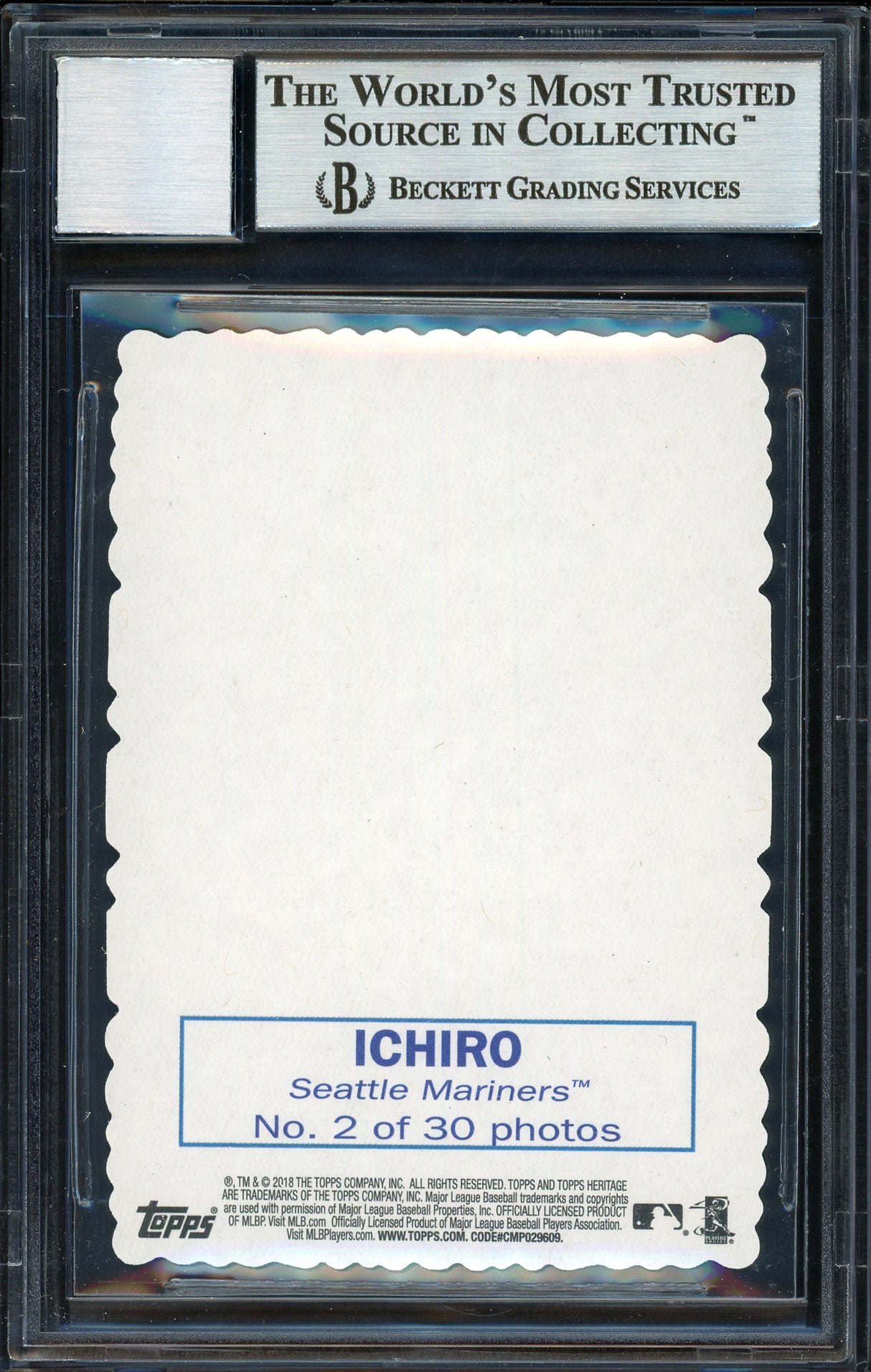 Ichiro Suzuki Autographed 2018 Topps Heritage High Number Deckle Edge Card #2 Seattle Mariners Auto Grade 10 Beckett BAS #12670079