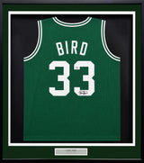 Boston Celtics Larry Bird Autographed Framed Green Jersey PSA/DNA Stock #265810