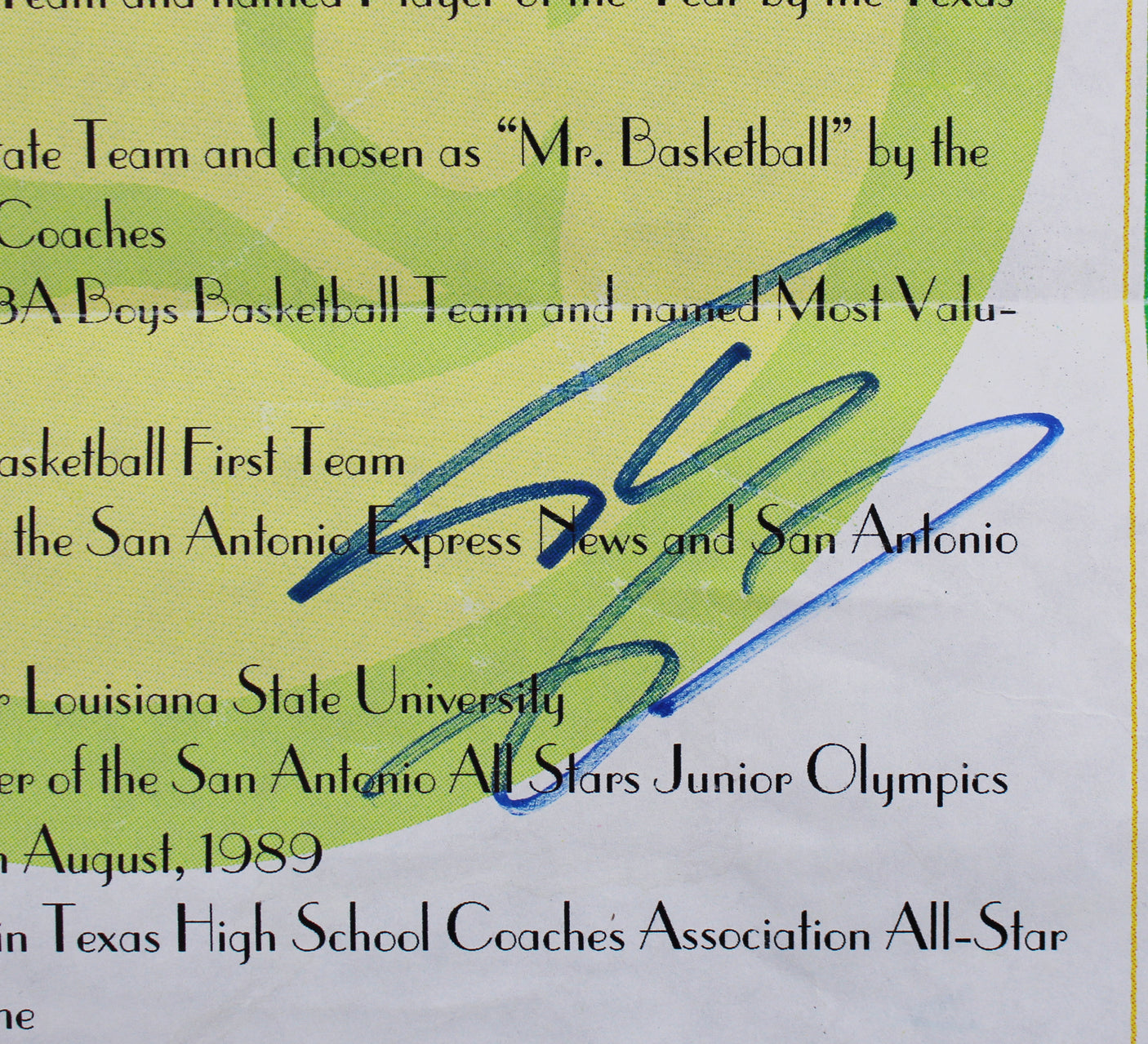 Shaquille O'Neal Signed 12x17.75 High School Awards Poster BAS Witness #WP79154