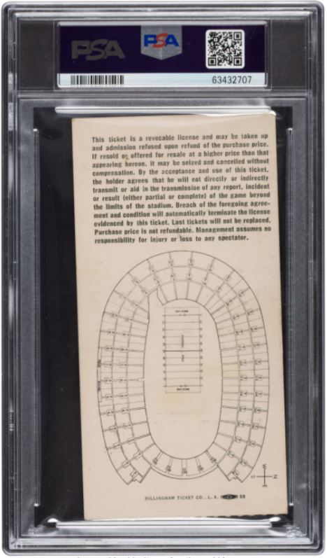 Super Bowl I Green Bay Vs Kansas City Gold Variant Ticket Stub Graded PSA 2 Slab