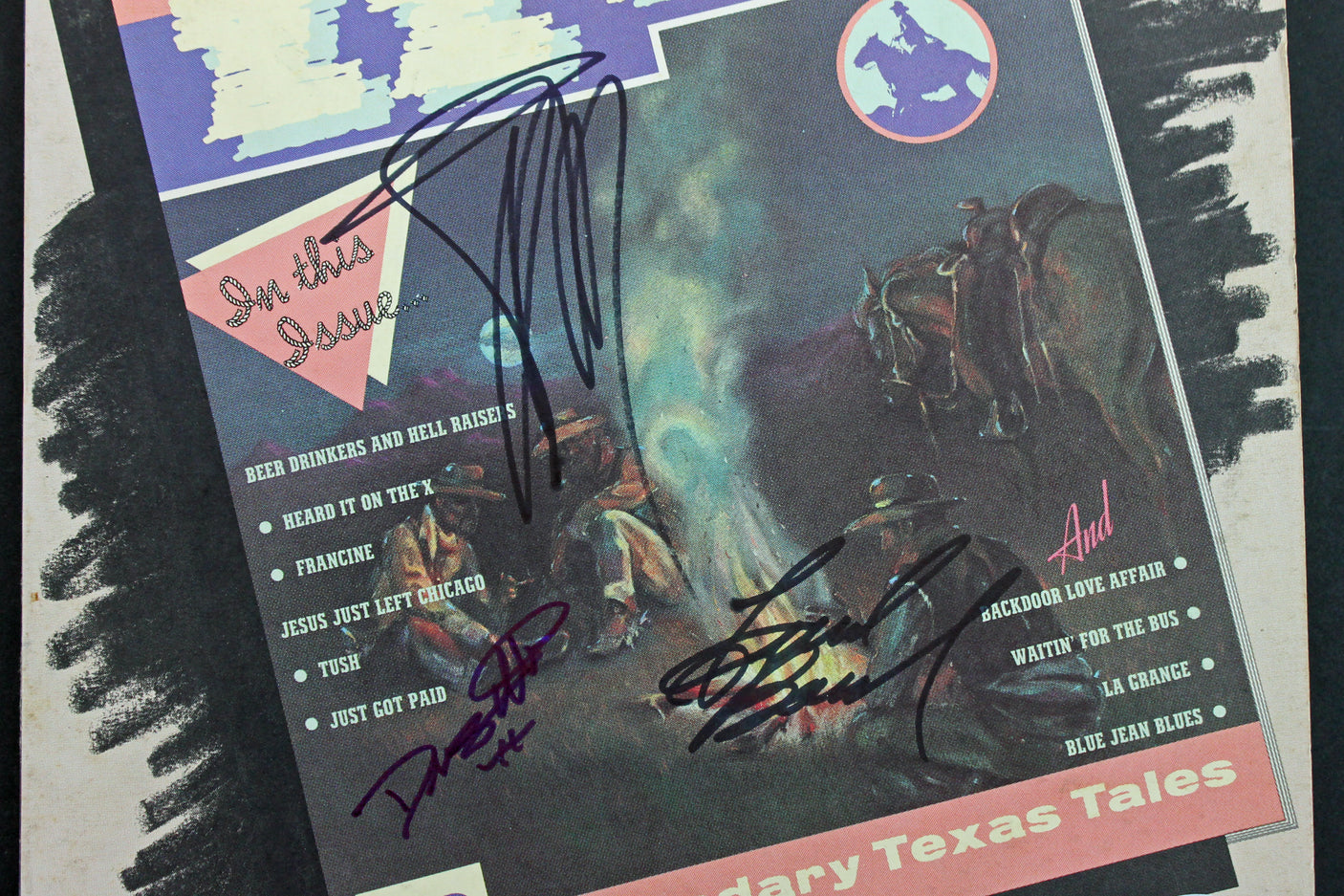 ZZ Top (Billy Gibbons, Dusty Hill & Frank Beard) Signed Album Cover PSA #AB04429