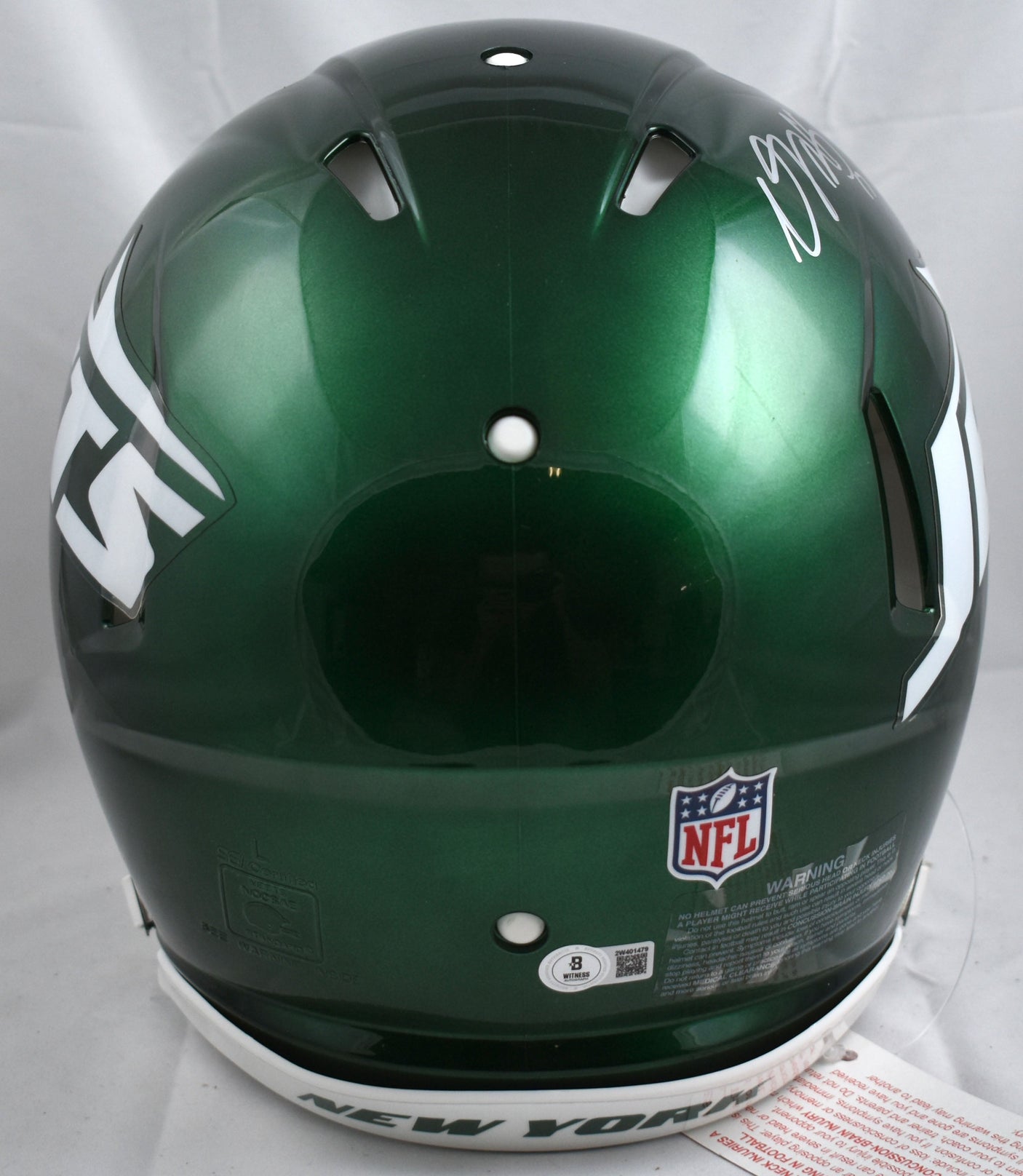 Davante Adams Autographed Jets 2024 F/S Speed Authentic Helmet - Beckett W Holo