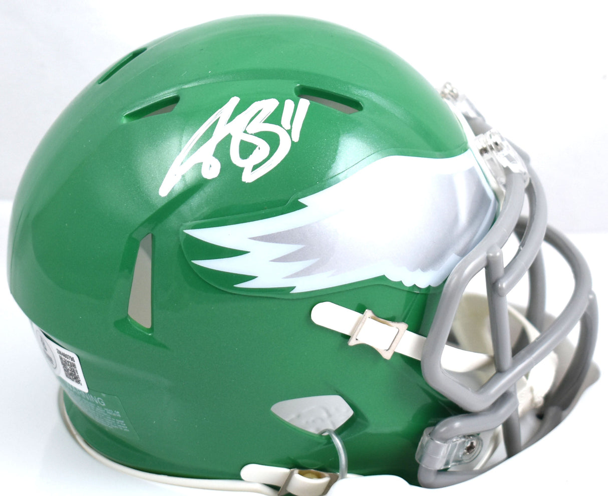 A.J. Brown Autographed Eagles Alternate 23 Speed Mini Helmet - Beckett W Holo