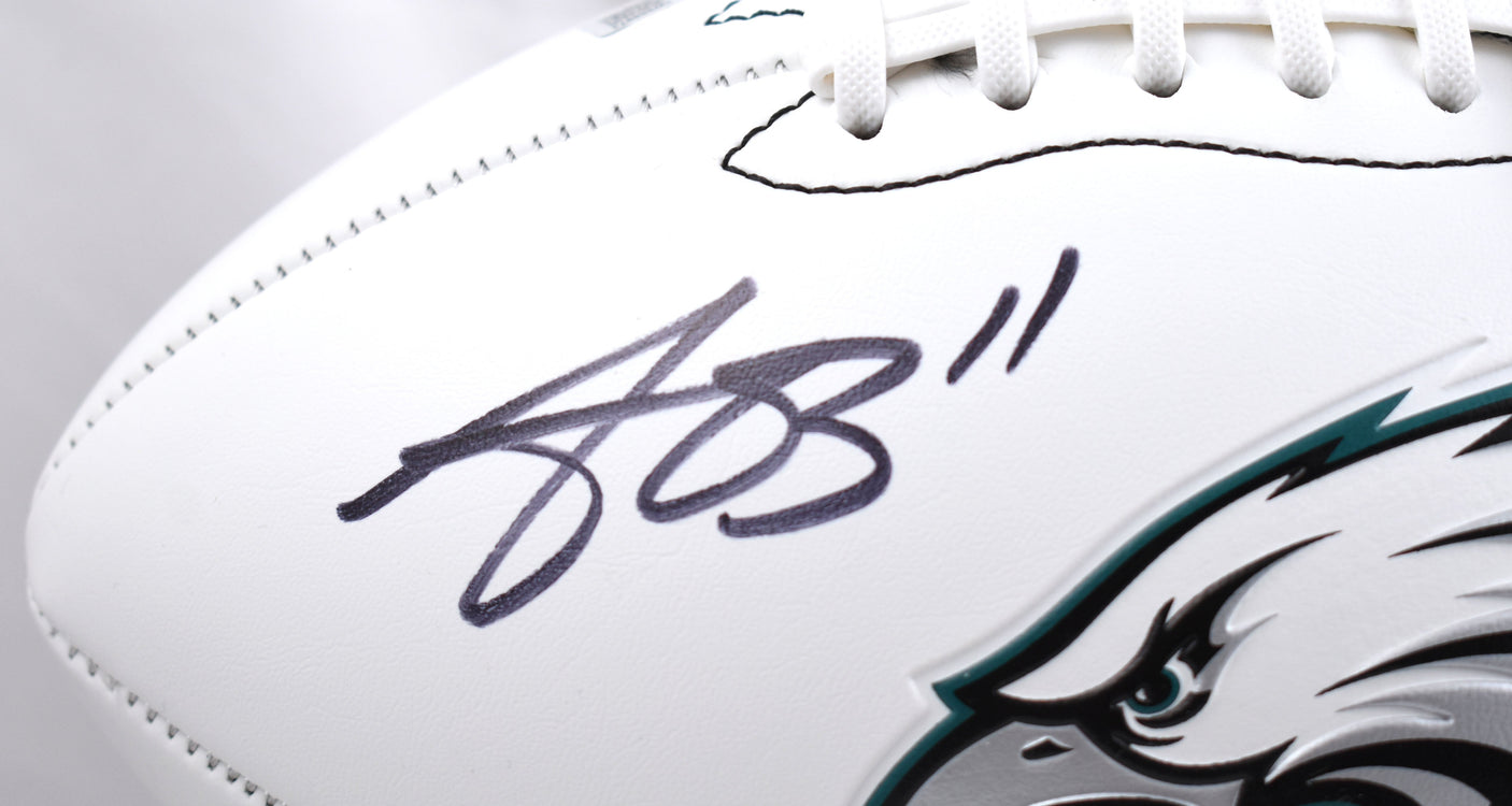 AJ Brown Autographed Philadelphia Eagles Logo Football-Beckett W Hologram *Black