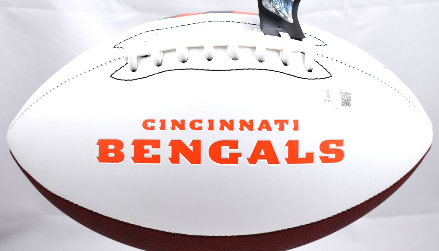 Ja'Marr Chase Autographed Cincinnati Bengals Logo Football - Beckett W Hologram