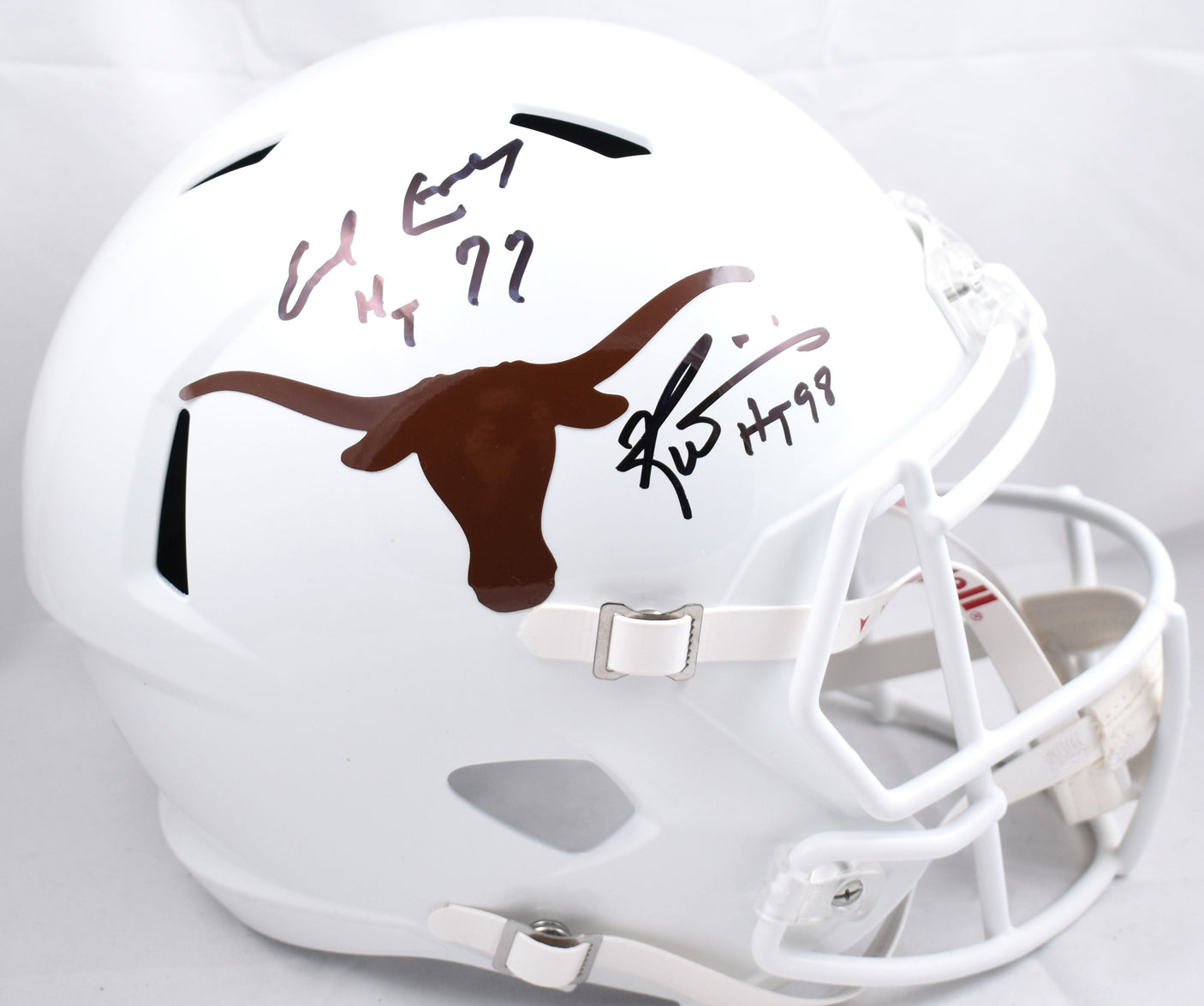Ricky Williams Earl Campbell Signed Texas F/S Speed Helmet HT - Beckett W Holo