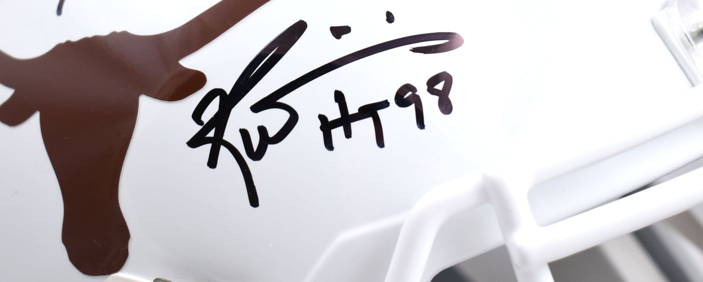 Ricky Williams Earl Campbell Signed Texas F/S Speed Helmet HT - Beckett W Holo