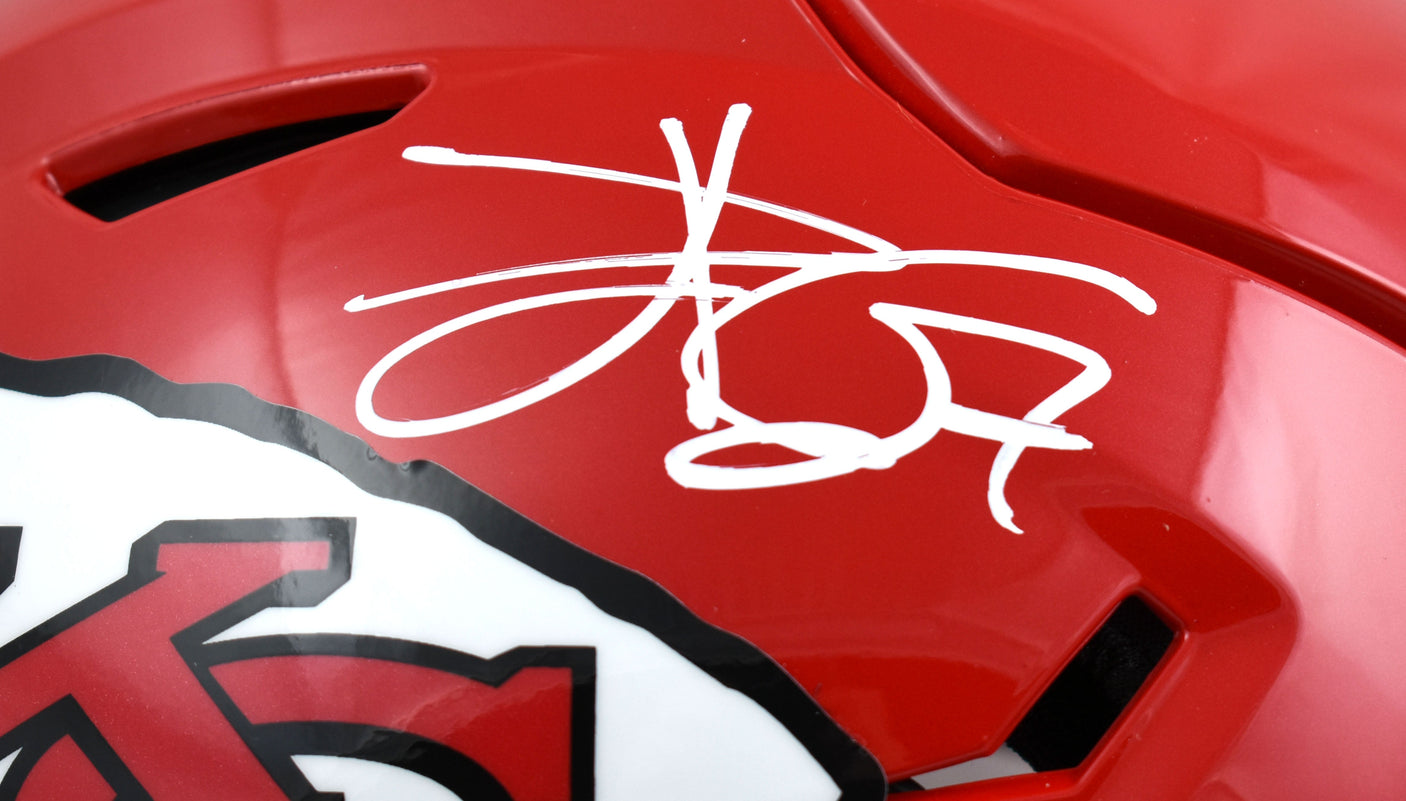 Travis Kelce Autographed Chiefs F/S SpeedFlex Helmet- Beckett W Hologram *White