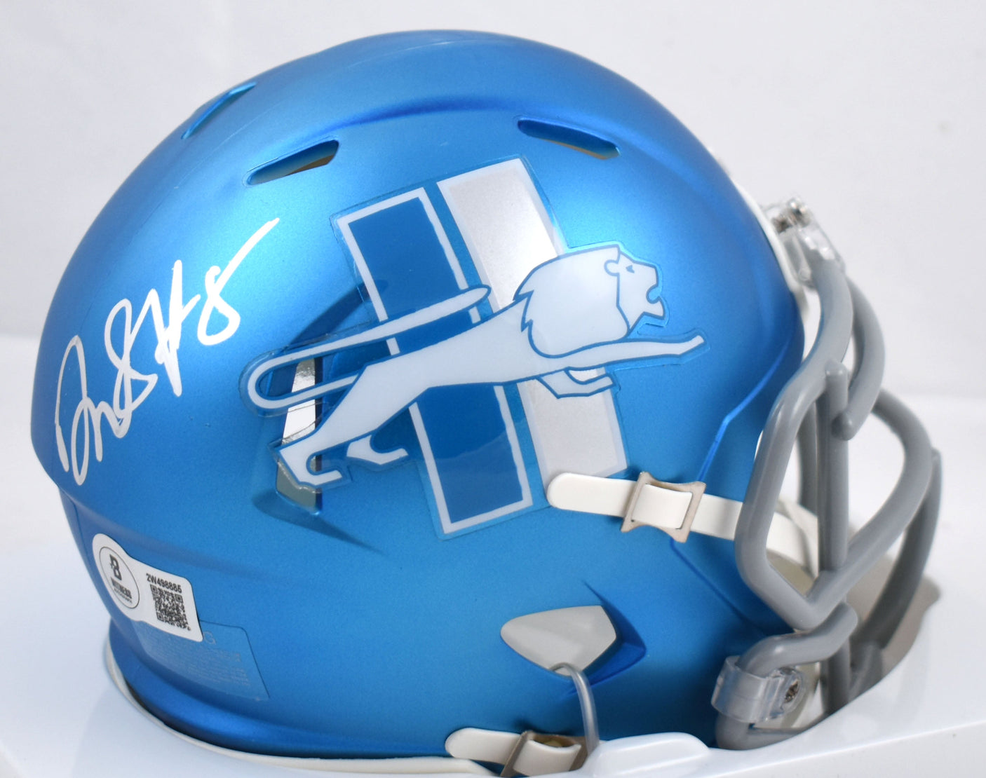 David Montgomery Signed Lions Alt 2023 Speed Mini Helmet-Beckett W Holo *Back