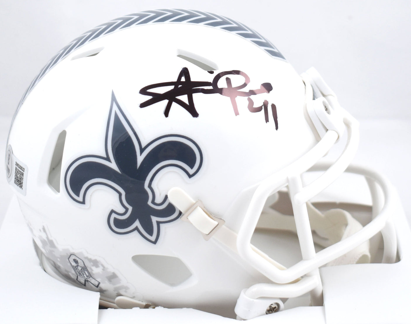 Alvin Kamara Autographed Saints Salute 2024 Speed Mini Helmet-Beckett W Hologram