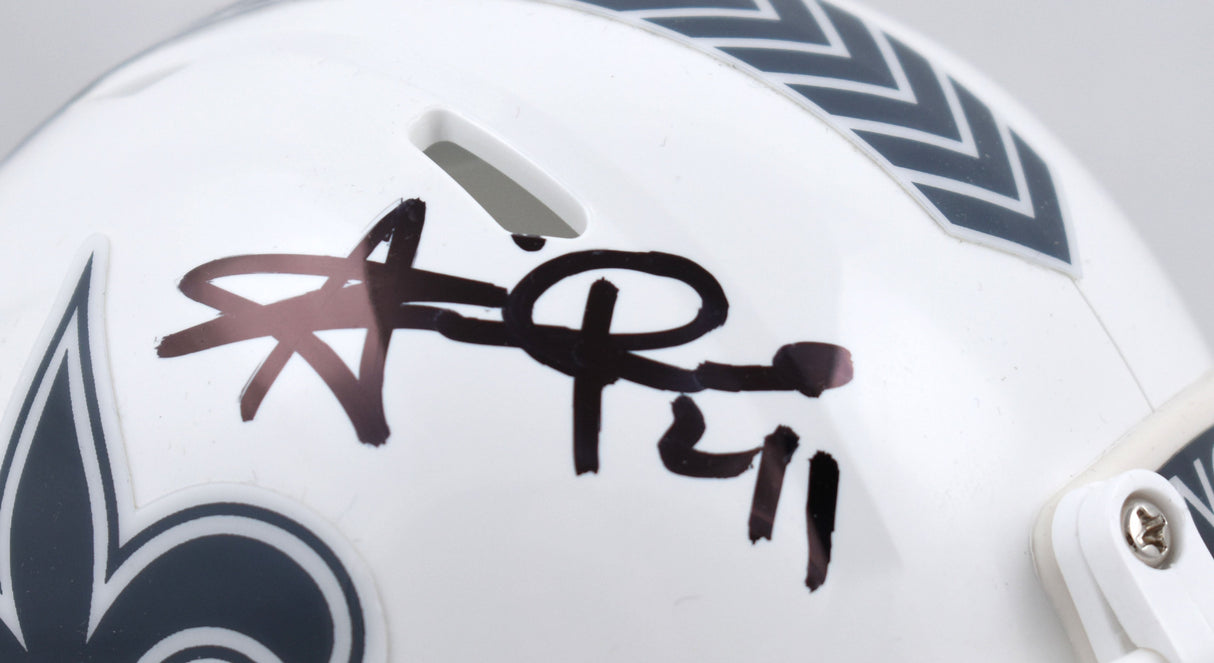 Alvin Kamara Autographed Saints Salute 2024 Speed Mini Helmet-Beckett W Hologram