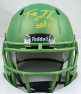 Tez Johnson Autographed Oregon Green Speed Mini Helmet-Beckett W Hologram*Yellow