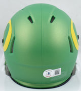 Tez Johnson Autographed Oregon Green Speed Mini Helmet-Beckett W Hologram*Yellow