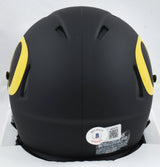 Tez Johnson Autographed Oregon Black Speed Mini Helmet-Beckett W Hologram*Yellow