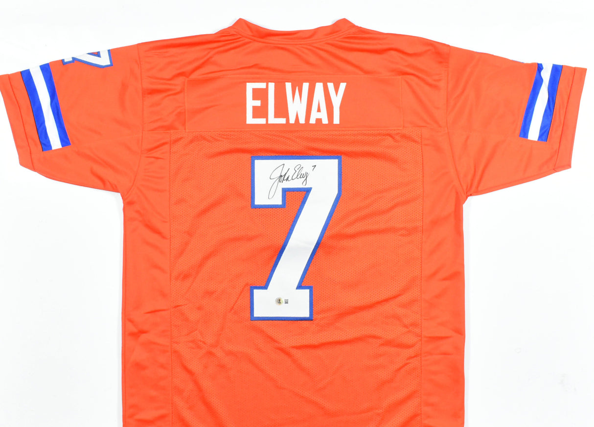 John Elway Autographed Orange Pro Style Jersey - Beckett W Hologram *Black