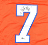 John Elway Autographed Orange Pro Style Stat Jersey- Beckett W Hologram