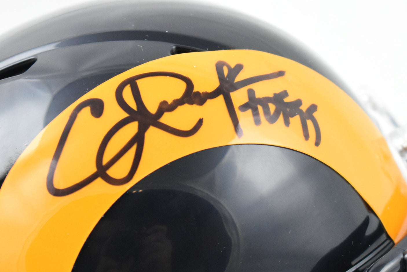 Eric Dickerson Autographed Rams 81-99 Speed Mini Helmet HOF - Beckett W Hologram