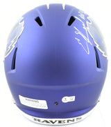 Ray Lewis Ed Reed Autographed Ravens F/S Alt 24 Speed Helmet HOF- Beckett W Holo