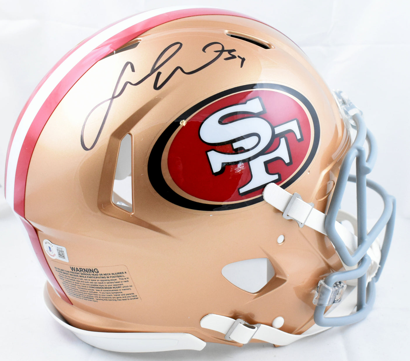 Fred Warner Autographed 49ers F/S Speed Authentic Helmet - Beckett W Hologram
