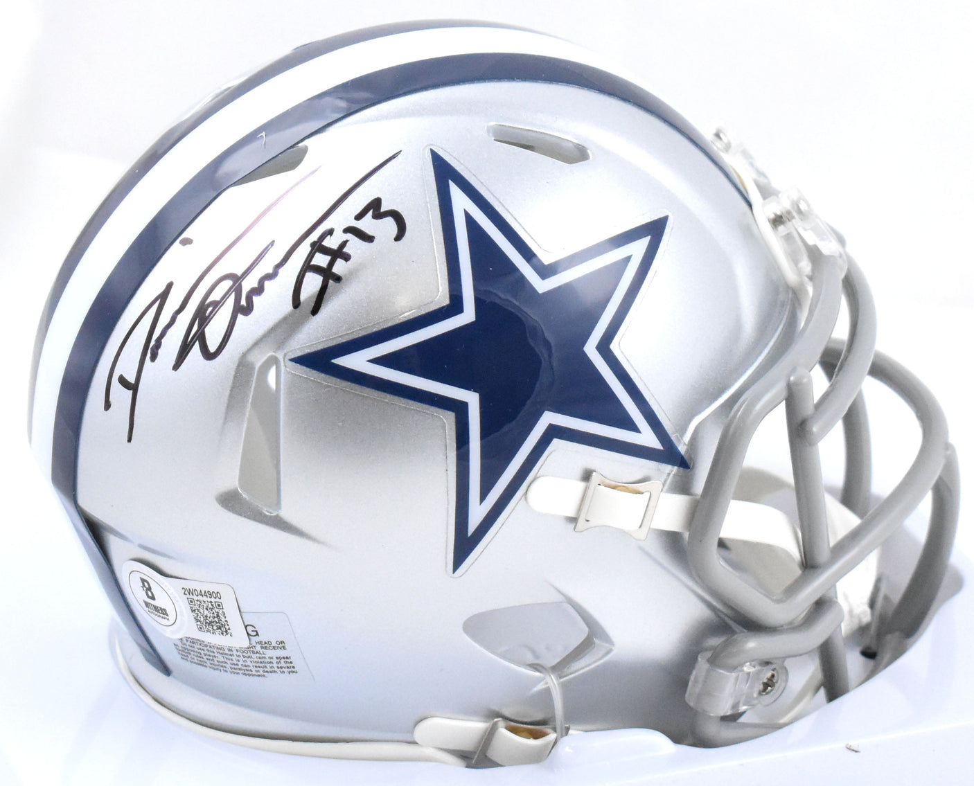 DeMarvion Overshown Autographed Dallas Cowboys Speed Mini Helmet- Beckett W Holo
