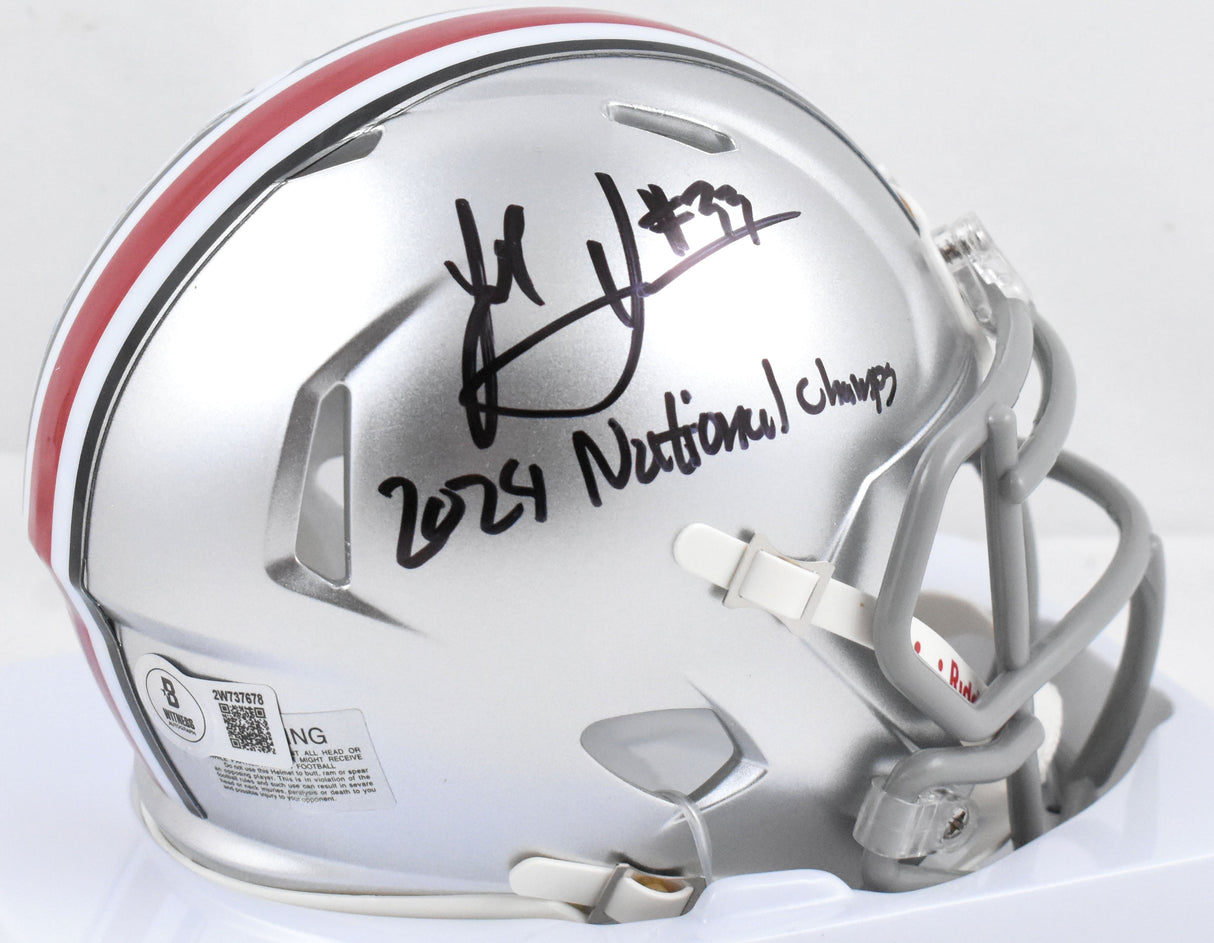 Jack Sawyer Signed Ohio St. Speed Mini Helmet 24 National Champs Beckett W Holo