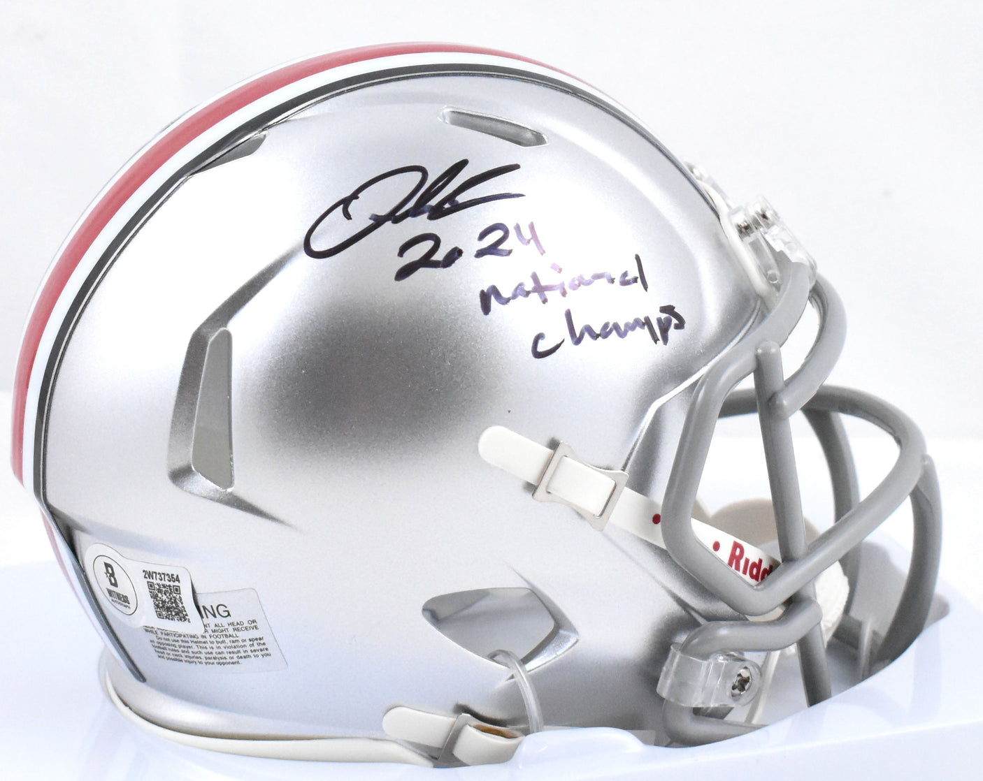 Quinshon Judkins Signed Ohio State Speed Mini Helmet 24 Natl Champs - Beckett W