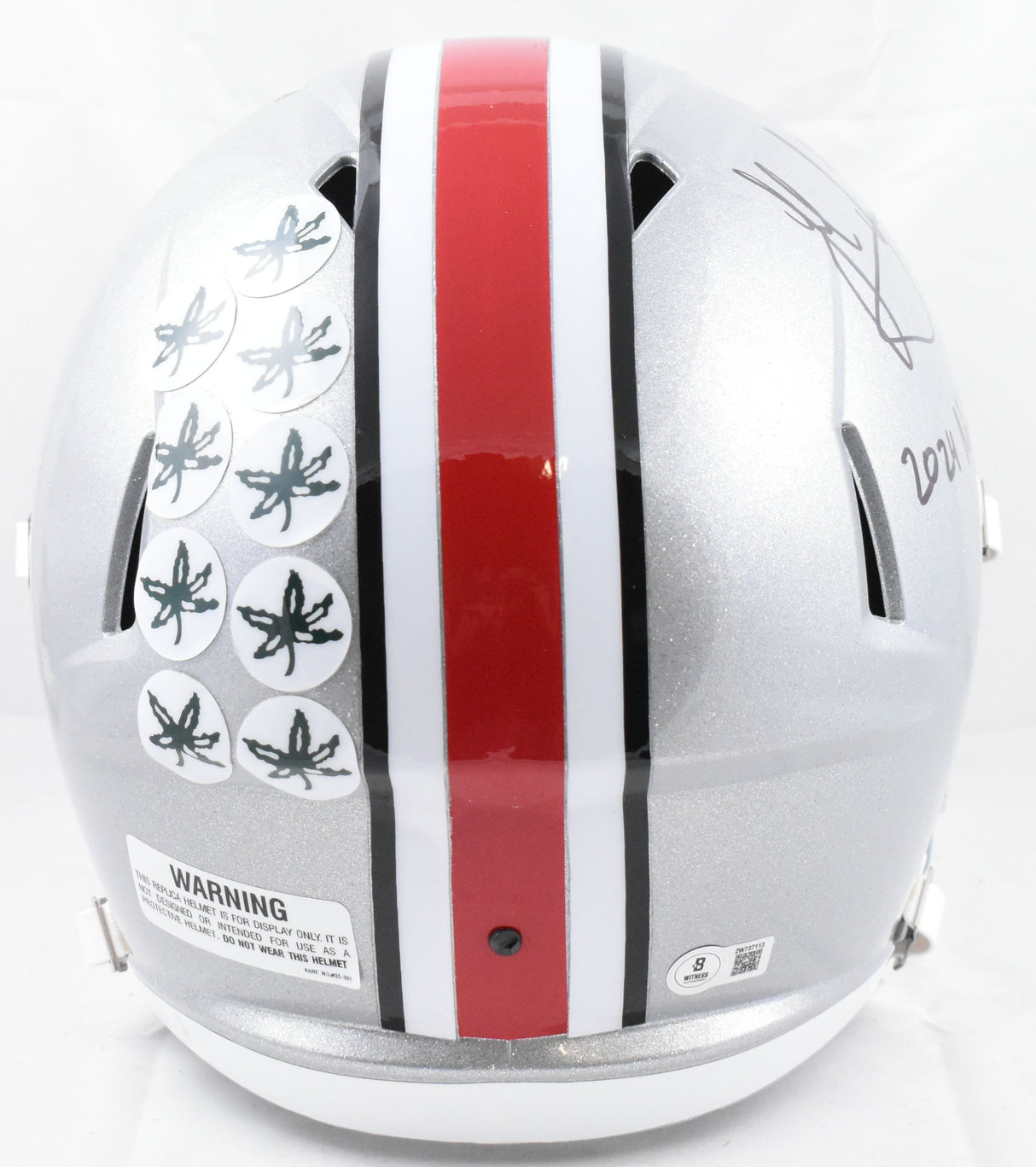 Jack Sawyer Autographed Ohio St. F/S Speed Helmet 24 Natl Champs- Beckett W Holo