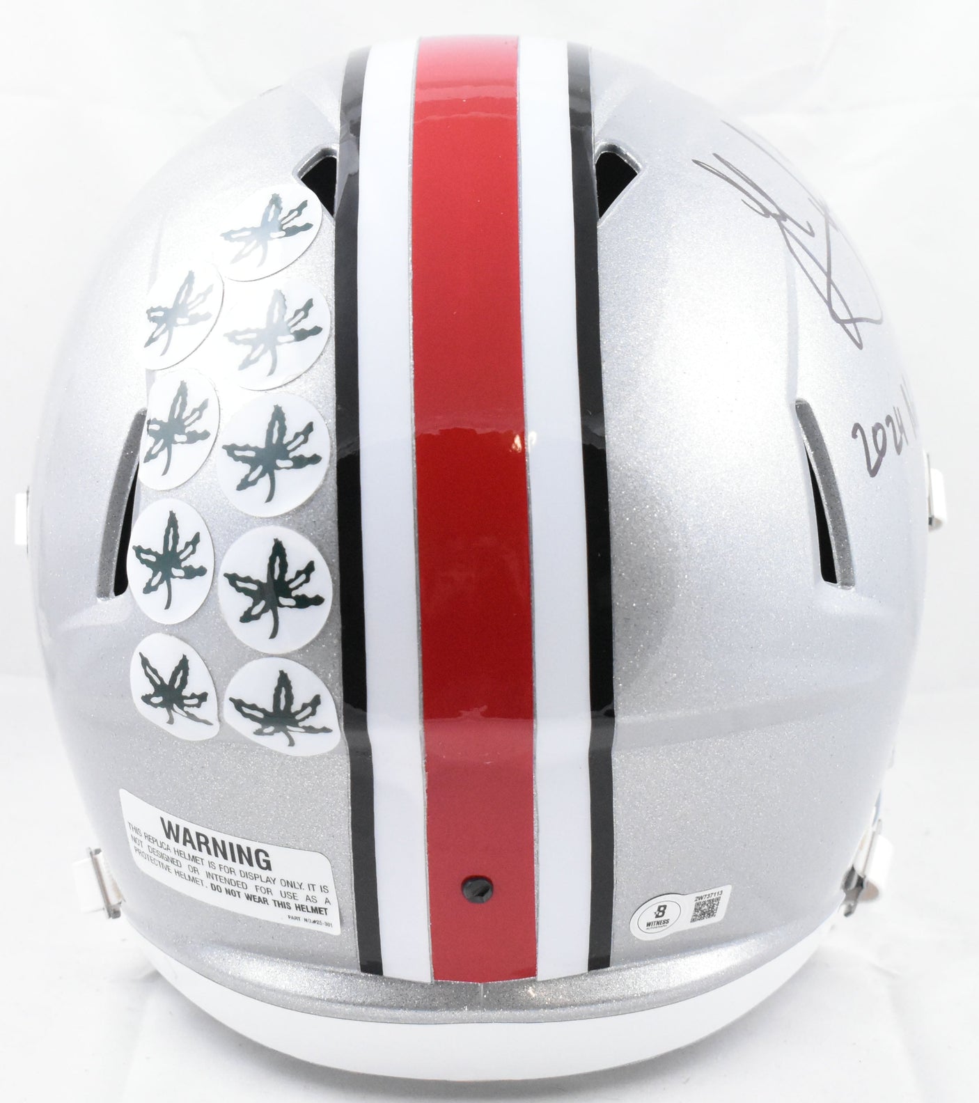 Jack Sawyer Autographed Ohio St. F/S Speed Helmet 24 Natl Champs- Beckett W Holo
