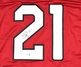 Patrick Peterson Autographed Red Pro Style Jersey - Beckett W Hologram *2